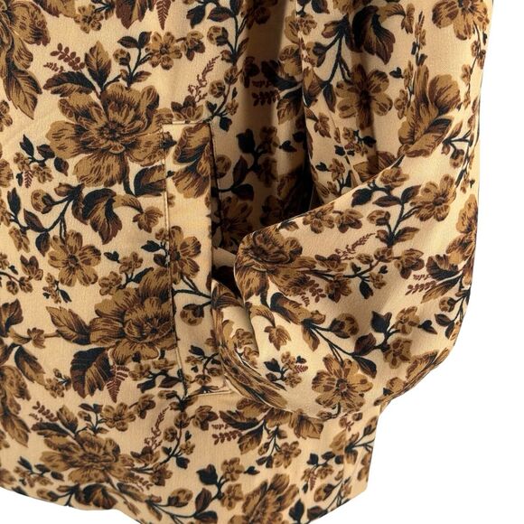 Free People Women’s Medium Cali Blazer Floral Print Boxy Brown Jacket NWT $168 - Picture 7 of 13